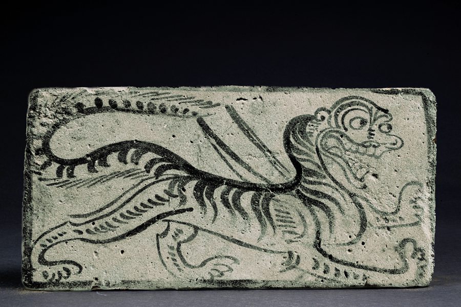 西晉文物，白虎墨繪畫像磚。甘肅省博物館供圖