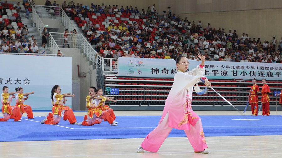 第三届“甘小侠”西北五省区青少年演武大会在平凉市开幕。甘肃省体育局供图