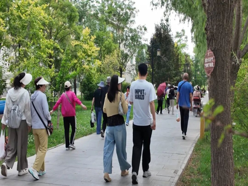 游客在湿地公园游玩打卡。白银区融媒体中心供图